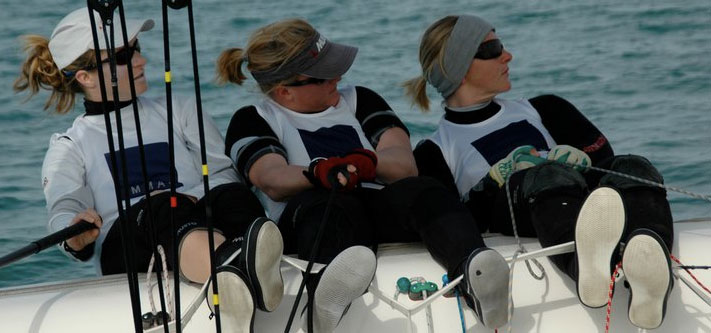 Ausreiten tut Not. Das Match Race Team Hamburg mit Silke und Maren Hahlbrock sowie Kerstin Schult hat im Winter hart an der Hänge-Fitness gearbeitet. © MRTH Ausreiten tut Not. Das Match Race Team Hamburg mit Silke und Maren Hahlbrock sowie Kerstin Schult hat im Winter hart an der Hänge-Fitness gearbeitet. © MRTH
