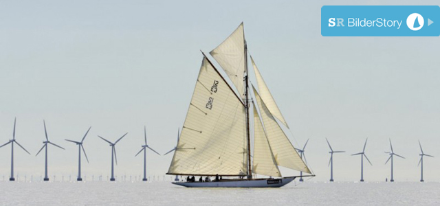 Der 99 Jahre alte Zwölfer "Heti" vor den Windrädern von Kopenhagen. © Thomas Eibenberger Der 99 Jahre alte Zwölfer "Heti" vor den Windrädern von Kopenhagen. © Thomas Eibenberger