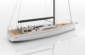 Rendering der Vismara 46 mit kantiger Heckpartie. © Baltic Yachts