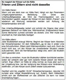 Erklärung zum Phänomen des Frierens und Zittern