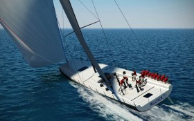 Fängt breit an und hört breit auf: die 90 Fuß Maxi Scow für den flott absolvierten Raumschotskurs von Los Angeles nach Hawaii © Reichel/Pugh 90 Fuß Maxi Scow