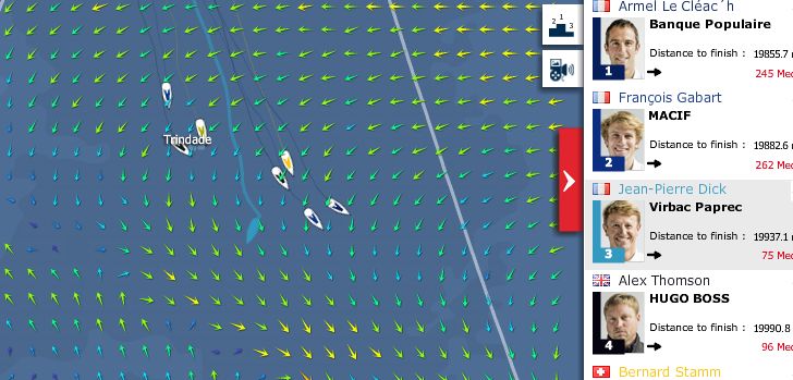 Im Süd-Atlantik wagte der `Virbac Paprec 3´-Skipper einen mutigen Ausbruch nach Westen...