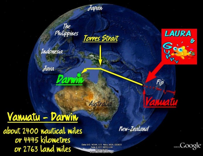 ...ist sie unterwegs. Die letzte Etappe führte 2400 Meilen von Vanuatu nach Australien. Dekker bewegt sich... © www.lauradekker.nl