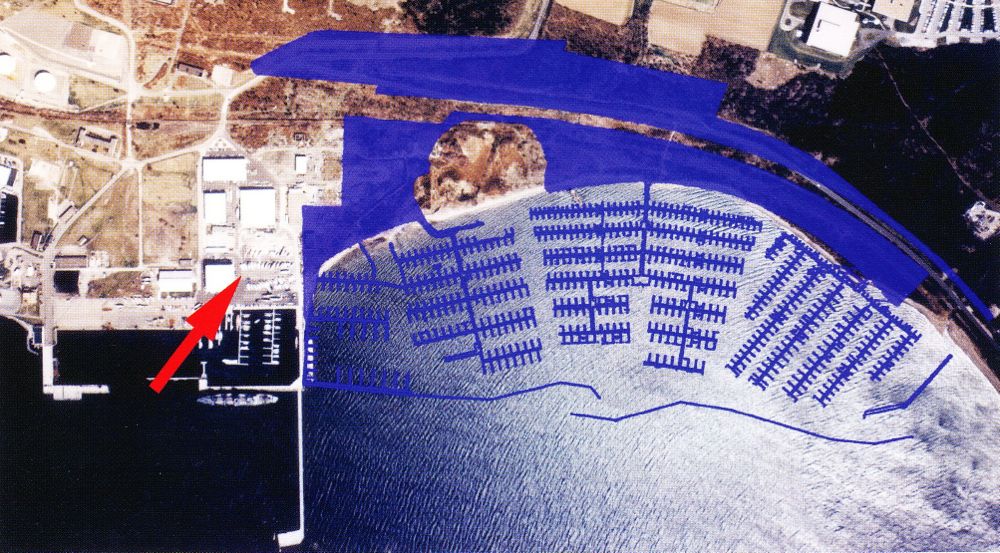 Nach dem Verkauf von Little Harbour Landing (links) 1999 plante der 71-jährige Hood eine deutlich größere Marina nebenan © Ted Hood Business Collection