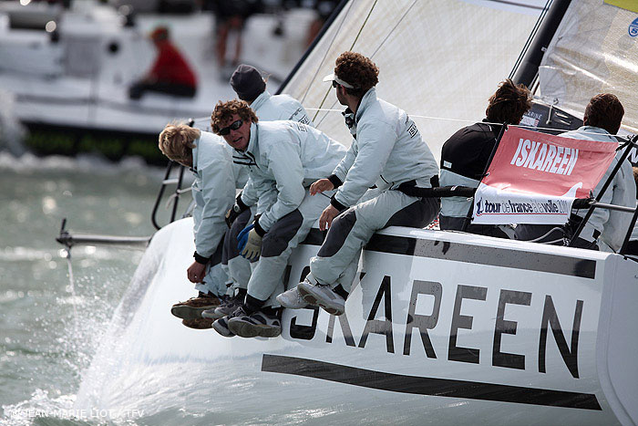 Die deutsche `Iskareen´ segelt erstmals in der Amateur-Wertung mit. Niels Gauter hängt sich rein... © Jean-Mario Liot/TFV