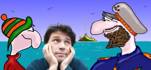 Der Hörspiel-Autor Henry Sperling und seine beiden Helden Lispelfitz und Käpt´n Wattenschnack