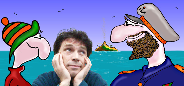 Der Hörspiel-Autor Henry Sperling und seine beiden Helden Lispelfitz und Käpt´n Wattenschnack