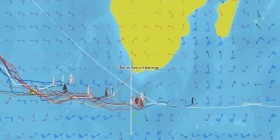 Karte vom 29.1. "Virbac" liegt noch weit vorne. Im Kampf um Platz zwei haben sich die Verfolger wieder zusammengeschlossen. © Richard Boshoff/Barcelona World Race