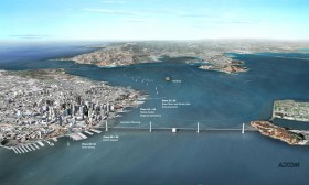 Das Regattagebiet vor San Francisco. Der Kurs könnte um die Gefängnis-Insel von Alcatraz verlaufen. © America´s Cup