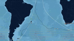 Situation am 16.3. "Virbac" oben parkt in den Doldrums. "Neutrogena" und Co rauschen von hinten heran.