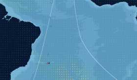 Situation am 18.3. "Estrella Damm" (orange) hat "Neutrogena" fast überholt. Aber beide Teams laufen auf "Renault" auf. Auch "Mapfre" liegt auf Platz zwei nur noch 180 Meilen hinter "Virbac". Geht da noch was?
