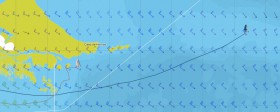 Am 4.3. hat "Mapfre" vor der Isla Nueva hinter dem Kap Horn geankert, um einen Schaden am Fall zu reparieren. "Virbac" ist enteilt.