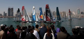 Gute Zuschauer-Resonanz beim zweiten Act der Extreme Sailing Series in Qingdao. Luna Rossa liegt vorne. © Lloyd Images/ESS