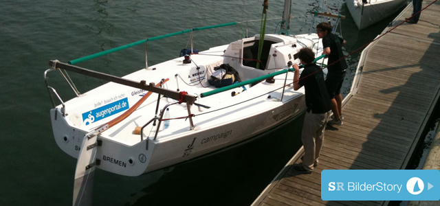 Die J80 Campaign aus Bremen mit Steuermann Sven Vagt kommt nach einem guten achten Platz aus dem Wasser. © SegelReporter.com