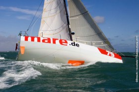 Riechers segelte seine Class 40 "mare.de2" bis zum Schluss am Limit. © Christophe Breschi / ricochets17/Sables-Horta 2011