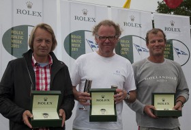 Die Sieger der Rolex Baltic Week Andreas Krause, Sleipnir II; Patrick Howaldt, Vanity V; Ruud van Hilst & Jos Fruytier, Hollandia. © Rolex/Daniel Forster