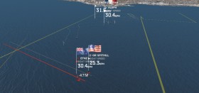 Nach der verlustreichen zusätzlichen Halse von Spithill rasen die Kiwis in Lee durch und gewinnen das Rennen.