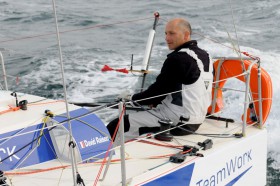 David Raison hat seinen Extrem-Mini rechtzeitig vor dem Mini Transat zum Rennen gebracht. © Bruno Bouvry
