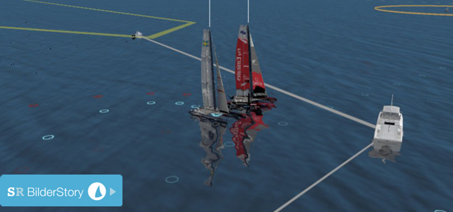 Wie früher. Am Start abgestellt. Team New Zealand luvt Artemis in den Wind und segelt dann alleine los.
