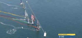 Erstmalig wurden bei der Live-Übertragung wie angekündigt Linien und Tonnenkreise in das Wasser projeziert
