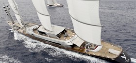 Die 88-Meter-Yacht "Maltese Falcon" gibt beim Perini Navi Cup Gas mit ihrem Dyna Rigg. © Perini Navi