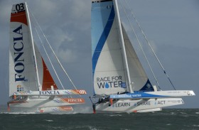 "Foncia" im Zweikampf mit "Race for Water". Je größer die Flotte, umso attraktiver die Klasse. © MOD70