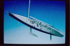 Radikaler Design-Vorschlag für Agnelli. Schmale Linien mit Neigekiel und Twin-Foil Rudersystem. © Brenta Design