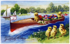 Die Osterhasen-Gehilfen müssen auch schon mal zum Mobo greifen © Klink & Krüger (www.klink-krueger.de)