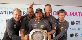 Trotz Absturz eine Woche zuvor beim Match Race Germany verteidigt die Hansen Crew ihren Titel in Korea. © Guy Nowell