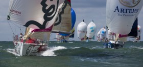Enge Raumschot-Kämpfe beim Solitaire du Figaro 2012 © A.Courcoux