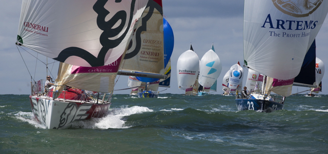 Enge Raumschot-Kämpfe beim Solitaire du Figaro 2012 © A.Courcoux