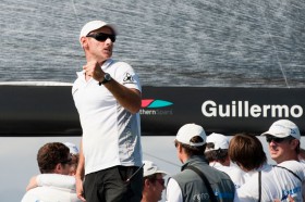 Luna Rossa Taktiker Francesco Bruni freut sich über den Sieg an der Pinne von Azzurra. © Xaume Olleros/52 Superseries Luna Rossa Taktiker Francesco Bruni freut sich über den Sieg an der Pinne von Azzurra. © Xaume Olleros/52 Superseries