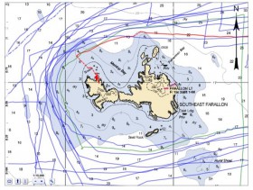 Route der LSC. Auffallend: ein weiteres Schiff (grün) ist problemlos über die Untiefe gekommen©US Coast Guard Route der LSC. Auffallend: ein weiteres Schiff (grün) ist problemlos über die Untiefe gekommen©US Coast Guard