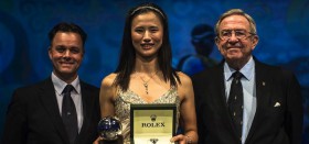 Joel Aeschlimann (Rolex), Lijia Xu und König Konstantin von Griechenland. © Rolex / Kurt Arrigo