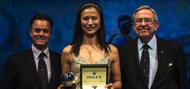 Joel Aeschlimann (Rolex), Lijia Xu und König Konstantin von Griechenland. © Rolex / Kurt Arrigo