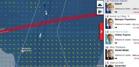 Vendée Globa am 17.1. Die ersten beiden Boote haben die Doldrums passiert und liegen wieder näher beisammen Vendée Globa am 17.1. Die ersten beiden Boote haben die Doldrums passiert