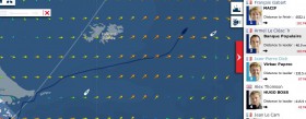 Der Schlüsselmoment bei der Vendée Globe? Armel le Cleac’h (blau) dreht im Osten der Falkland Inseln früher nach Norden ab als Gabart. Der Querabstand wird später entscheidend. Der Schlüsselmoment bei der Vendée Globe?