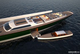Mit dem eleganten Heck im Stil klassischer Yachten des 19. Jahrhunderts, den Luken und weiteren modernen Lösungen zeitgemäßen Luxusyachtbaues wird Pink Gin VI ästhetisch zwischen gestern und morgen unterwegs sein © Judel/Vrolijk & Co. "Pink Gin VI"
