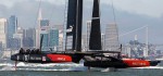 America’s Cup: Oracle Racing neuer AC72 Katamaran im Flug