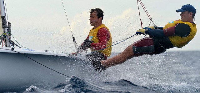 Claas Lehmann und Leon Öhme bei der 505er WM in Barbados