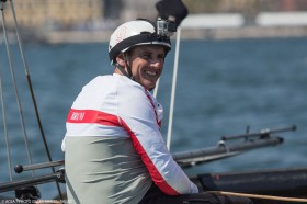 Local Hero Francesco Bruni darf erstmals einen AC45 für Luna Rossa steuern. © ACEA / PHOTO GILLES MARTIN-RAGET Local Hero Francesco Bruni
