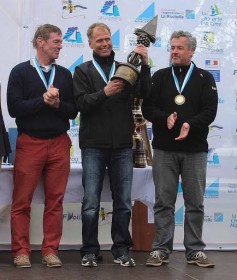 Grand Master Podium: Thomas Schmidt (2.), André Budzien (1.), Michael Staal (DEN 3.). © Claire ADB/Finn World Masters 2013 Grand Master Podium: Thomas Schmidt (2.), André Budzien (1.), Michael Staal (DEN 3.).