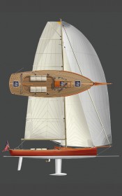 Generöser Segelplan, Massenkonzentration mit der Maschine mittschiffs und wohlgeformtes Holz. © Stephens Waring Yacht Design W37 Race Horse