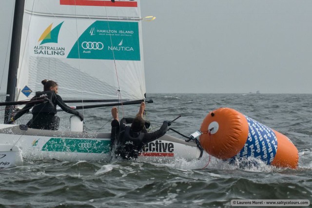 Für den australischen Youth America’s Cup Steuermann Jason Waterhouse lief nicht immer alles rund bei der WM. Platz sechs war trotzdem stark. © Laurens Morel Jason Waterhouse