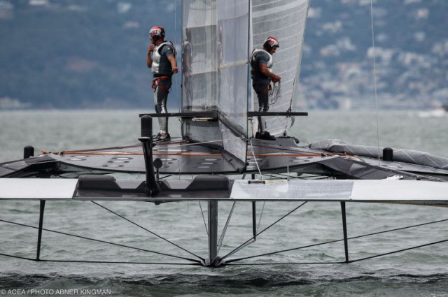 Luna Rossa bereitet sich auf das letzte Round Robin Match gegen Team New Zealand vor. © ACEA Abner Kingman Luna Rossa