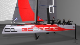 Animiert sieht’s ja schon klasse aus! Mal sehen, wie sich die GC32 praktisch “fliegen” lassen © GC32 Katamaran, Foil, fliegen