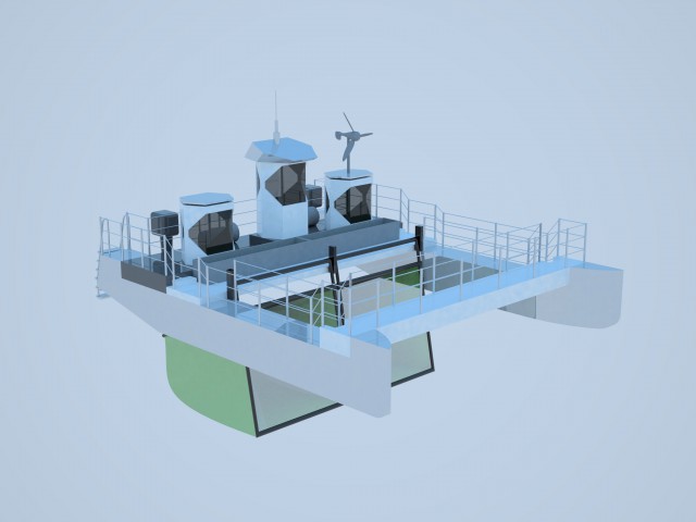 So wird die “Seekuh” aussehen – ein Katamaran, der vollautomatisch Müll von der Wasseroberfläche abfischt © one earth – one ocean” one earth – one ocean, Meeresverschmutzung