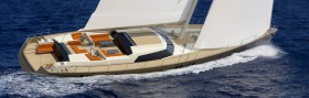 Die neue Jongert 3200 P soll mit viel Komfort, mit Deckssalon, Gästeplicht, separatem Steuerstand und Heckterasse a la Wally segeln © Jongert Jongert