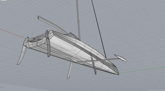 Konstruktionszeichnung der neuen 50-Fuß-SpeedDream II. 115 qm Segelfläche sollen das Teil auf optimale Geschwindigkeit bringen – auch in der Welle SpeedDream, Mike Golding