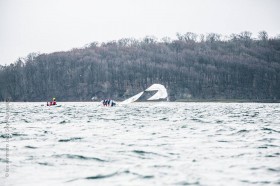 Viele Teams lagen beim Training auf der Backe. Gennaker wurde bei acht Windstärken später verboten. © DSBL GmbH / Lars Wehrmann Segel Bundesliga